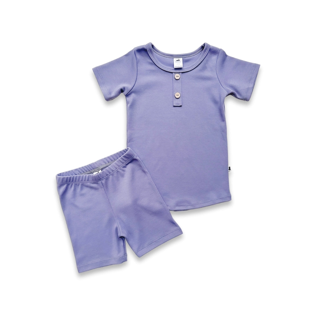 Baby/Kids' 2-Piece Bamboo Short Sleeve Henley Lounge Set | Dusty Lilac