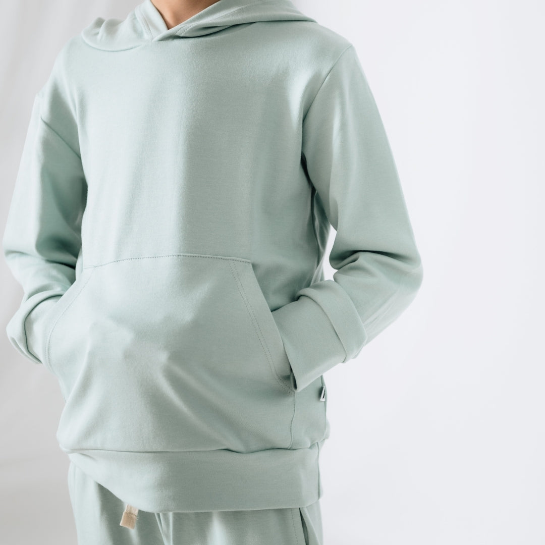 Kids' Lightweight Bamboo Kangaroo Pocket Hoodie | Seaglass
